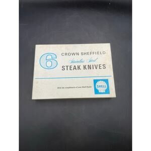 Vintage Crown Sheffield Stainless Steel Steak Knives-Promotional Shell